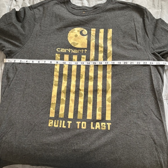 Carhartt T Shirt Mens 2XL Gray Short Sleeve Relaxed Fit Built to Last USA Flag - Picture 8 of 8